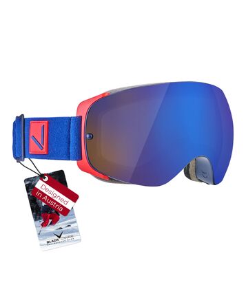 Лижна маска Black Crevice Unisex з безрамковим дизайном, захист UV 400, сферичні дзеркальні лінзи для сноуборду та гірських лиж (Navy/Red)
