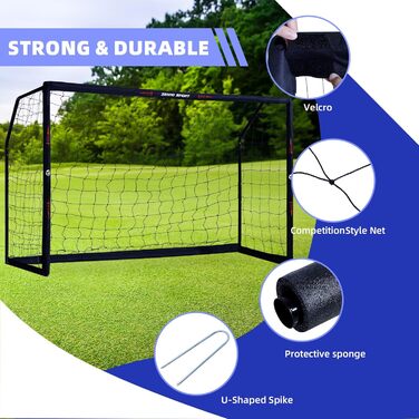 Ворота для футболу ZERRO Outdoor 180/240/300 для дітей та дорослих. Ідеально для тренувань та ігор у саду. Чорний колір.