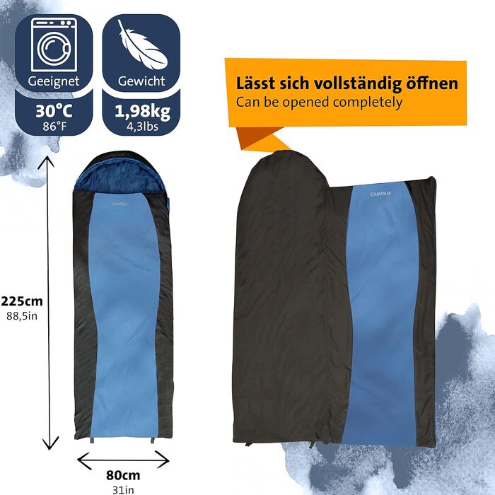 Спальний мішок CampAir Deckenschlafsack, блакитний (Comfort), з компресійним мішком