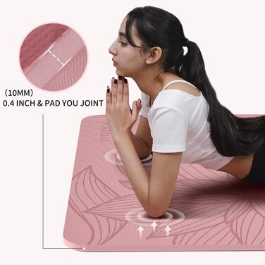 Килимок для йоги великого розміру 72'x36'x0.4' - комфортний, неслизький, для занять вдома, в залі або в студії. Колір: Рожевий