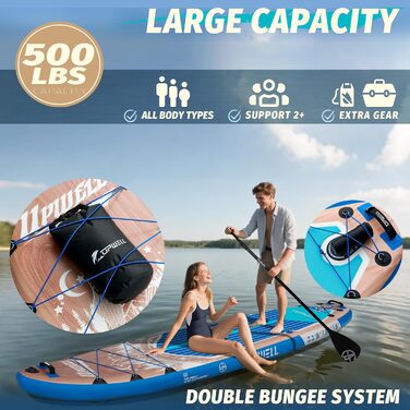 SUP дошка Upwell 350x89 см з сидінням, надувна для дорослих та підлітків, Cypress Blue. Комплект: рюкзак, весло, ліш, насос, плавники.