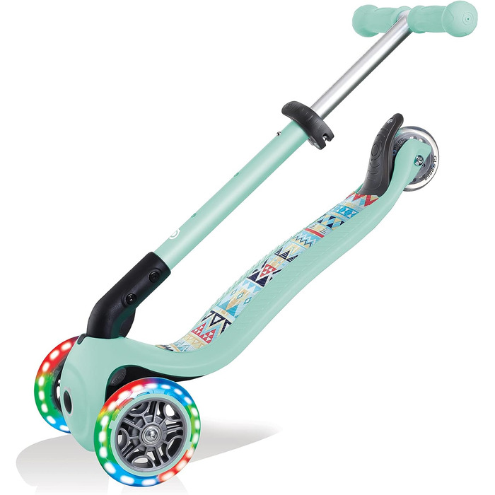 Дитячий триколісний самокат GLOBBER JUNIOR Foldable Fantasy Lights з LED колесами 120/80 мм, ABEC 5, складаний