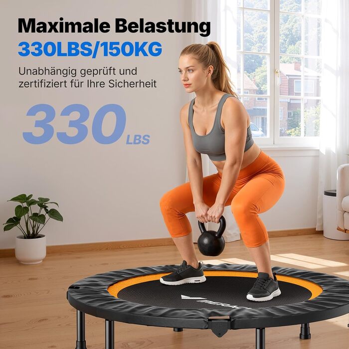 Міні-батут MERACH 102/122 см - фітнес-батут, витримує до 150 кг, з ручкою (102 см без ручки), тихий, для тренувань