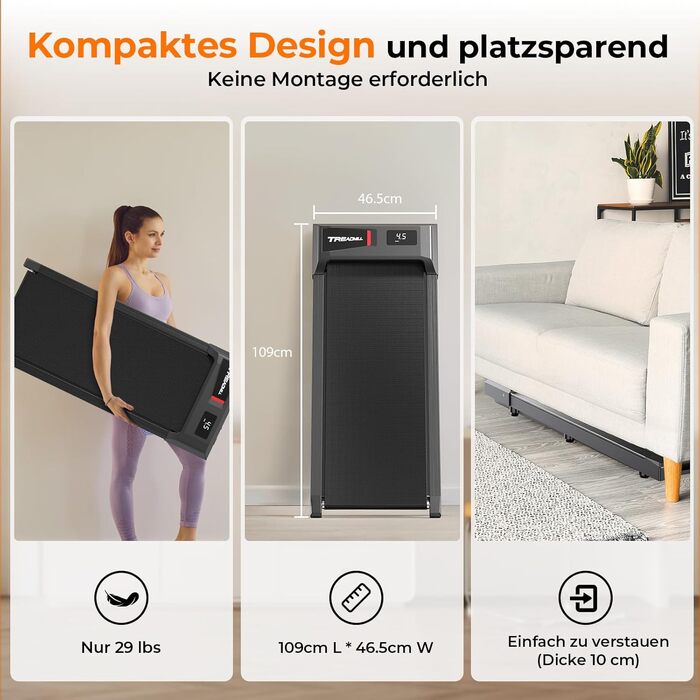 Біговий доріжка для дому з нахилом та страхувальним тросом, 2.5 PS Walking Pad, 8 км/год, 2 в 1 біговий доріжка під стіл для дому та офісу, пульт дистанційного керування, LED дисплей, додаток, голосове керування (Чорний без підлокітників)
