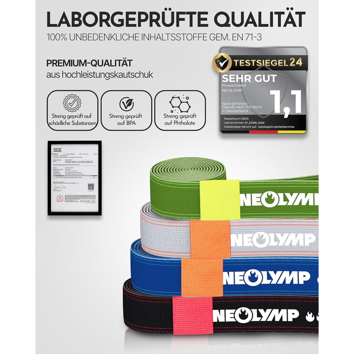 Стрічка для гімнастики NEOLYMP: екологічна, міцна, регульована – фітнес-стрічка, Powerband