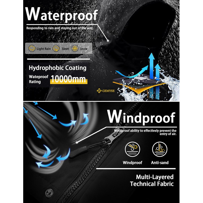 Жіноча водонепроникна гірськолижна куртка GEMYSE з флісовою підкладкою, вітрозахисна, з капюшоном, світло-рожевий колір