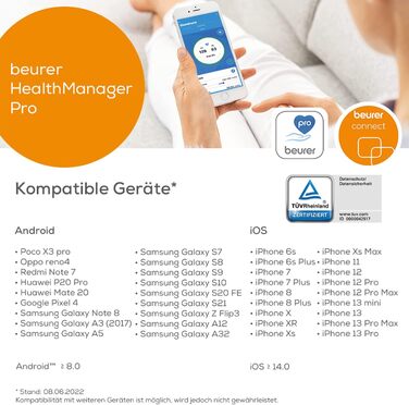 Beurer BF 500 Діагностичні ваги з Bluetooth, електронні ваги для аналізу складу тіла, вимірювання жиру та м'язової маси, сумісні з додатком, великий дисплей