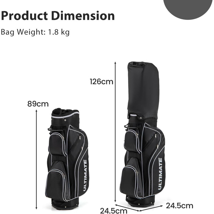 LIFEZEAL Комплект жіночого гольф-сету: ключки, сумка, драйвер, фейрвей, гібрид, айрон, паттер (чорний)