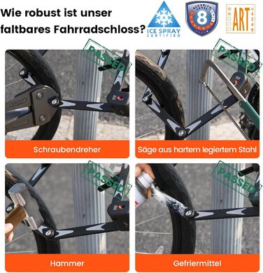 Замок для велосипеда Sportneer 100 см з 3 ключами, сталевий, захист від зламів, висока безпека, ART рівень безпеки