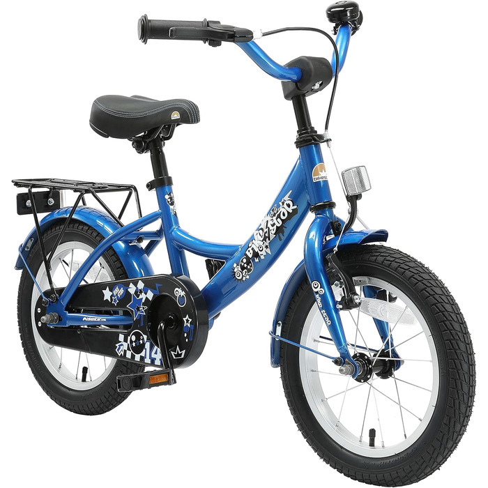 Дитяче велосипед BIKESTAR 14 дюймів для хлопчиків та дівчаток від 4 років | Класичний дизайн | Рожево-білий (блакитний)