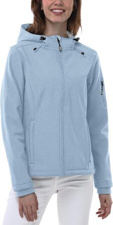 Жіноча мембранна куртка Outdoor Ventures Softshell: водонепроникна, дихаюча та вітрозахисна функціональна куртка з капюшоном для демісезону, небесно-блакитна, 4XL