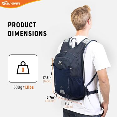 Рюкзак SKYSPER для туризму 15 л, дихаючий, з кишенею для телефону, синій, для жінок і чоловіків