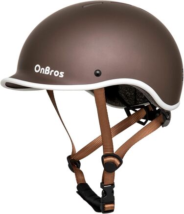 Шолом велосипедний OnBros для чоловіків та жінок - Retro Urban Commuter, регульований 56-61 см, колір кава