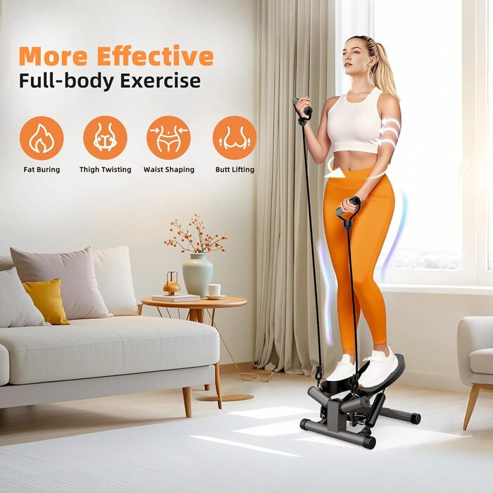 Міні степер Niceday для дому, 2-в-1 зі скакалкою – тихий тренажер до 100 кг для тренування ніг, рук, сідниць, регульований опір, компактний фітнес-тренажер Twist