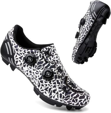 Велосипедні черевики для чоловіків та жінок, MTB, шосе, крос-кантрі, універсальні, дихаючі, для катання на велосипеді та в залі (36 EU, білий)