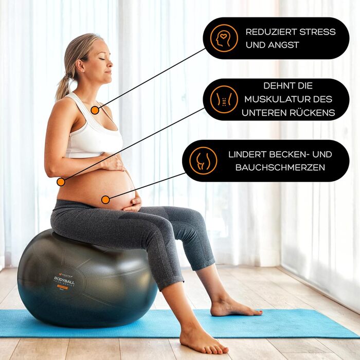 Фітбол MANTRA SPORTS для фітнесу, йоги та офісу. Чорний, розмір L (161-178 см)