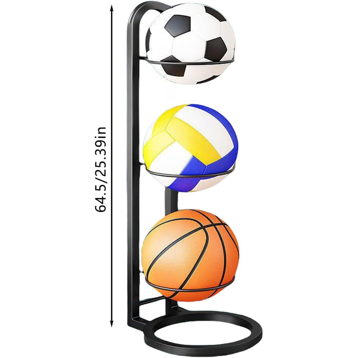 Стійка для зберігання м'ячів: баскетбол, футбол, волейбол. Металева, багаторівнева, біла