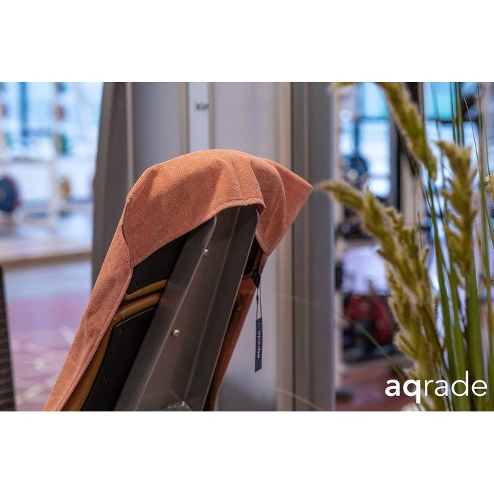 Рушник спортивний Aqrade для фітнесу 120x50 см з фіксацією, XL, 100% бавовна (коралово-рожевий)