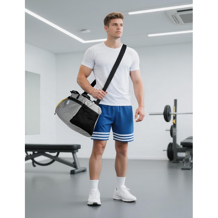 Спортивна сумка SKYSPER 35L з відділенням для взуття та мокрих речей - для фітнесу, спорту, подорожей (сіра)