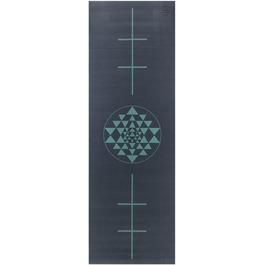 Йога мат Bodhi Leela Collection | Нековзна спортивна мат | Безпечна та миюча мат | PVC мат для йоги, пілатесу та гімнастики Yantra/Alignment, темно-синій