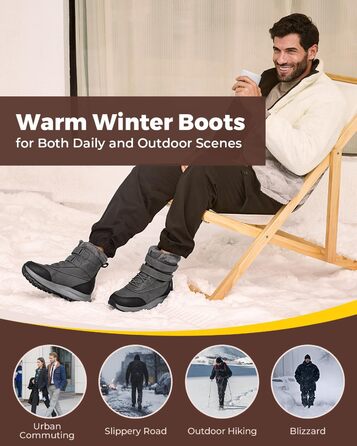 Черевики зимові чоловічі FitVille широкі (X-Weit) теплі водонепроникні сірі (42.5 EU)