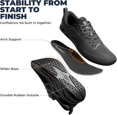 Чоловічі кросівки Allswifit для бігу по дорозі, амортизуючі, з підтримкою склепіння стопи, чорні (44 EU)