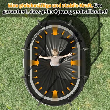 Батут Devoko Outdoor для дітей та дорослих, великий овальний, 305x214 см, з сіткою безпеки та міцним металевим каркасом