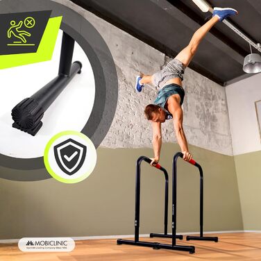 Mobiclinic® Дисбаран, турнік для віджимань та підтягувань, регульована висота 79-89 см, неслизькі ручки, гумові ніжки, посилена сталь, для фітнесу, Twins