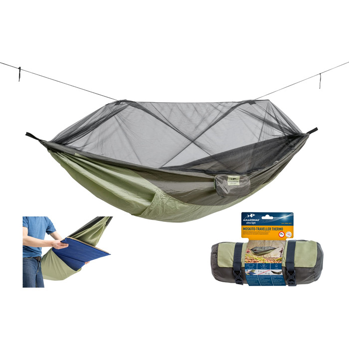 Гамак Amazonas Moskito-Traveller Thermo Ultra-Light з москітною сіткою 2.75x1.4м до 200кг