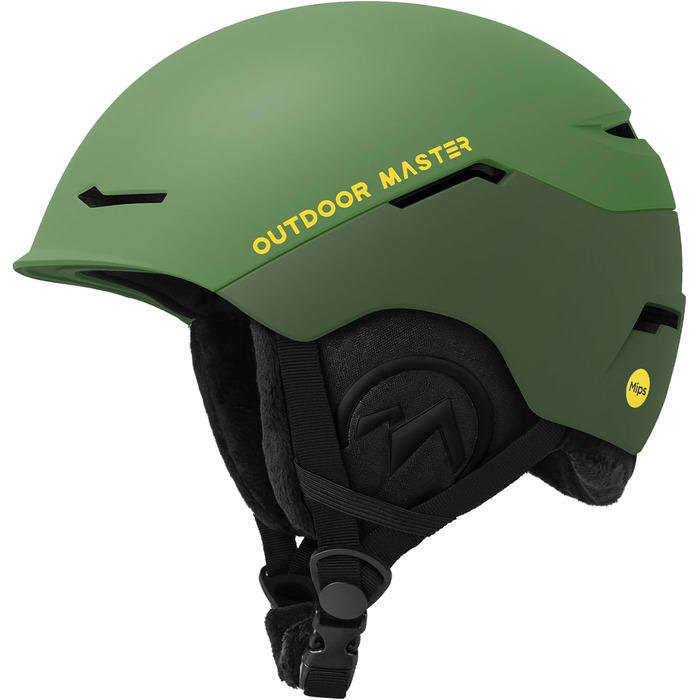 Лижний шолом OutdoorMaster ELK MIPS для сноуборду та гірських лиж, захисний, для чоловіків, жінок та підлітків, колір лісовий зелений, розмір L