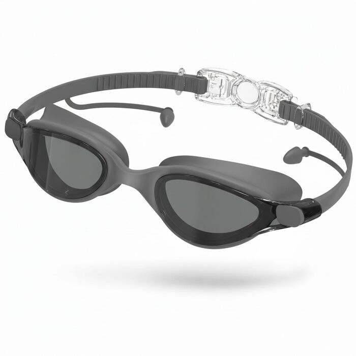 Окуляри для плавання антиблікові Unisex Profi з лінзами Galvanic, UV-захистом та силіконовими ущільнювачами | Водонепроникні окуляри для дорослих та підлітків (KH63, Сірі)