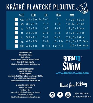 Короткі силіконові ласти для плавання BornToSwim 44-46, помаранчеві, тренувальні