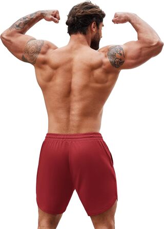 Шорти чоловічі COOFANDY літні, 2 шт. (S, бордовий/чорний) з гумкою, кишенями, для спорту та відпочинку