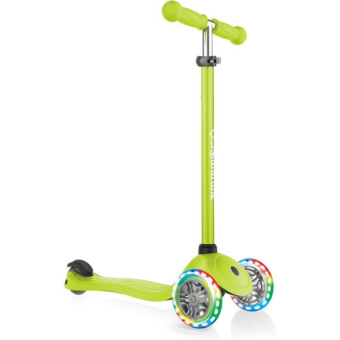 Дитячий самокат Globber Primo Lights, 3 колеса, 120/80 мм, ABEC 5, регульований, LED підсвітка, неоновий