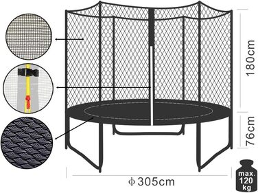 Дитячий батут SixBros для саду 1,85–4,60 м, з драбинкою, сіткою та чохлом, різні кольори та розміри, Outdoor-трамплін SixJump