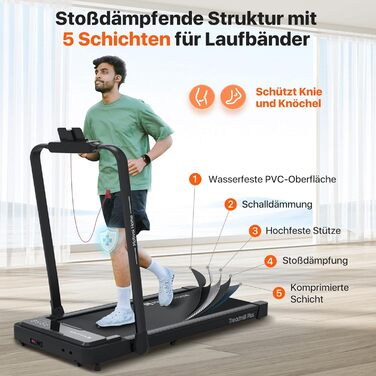 Беговая дорожка Mobvoi Home Laufband Plus Intelligente KI 3-in-1: складная, 2.5 PS, LED-дисплей, Bluetooth, для дома, до 120 кг, 12 км/год