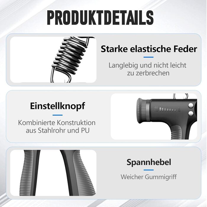 Електронний тренажер для зміцнення хвата з підрахунком, тренажер зап'ястя, для розвитку сили хвата, регульований опір 5-60 кг, чорний