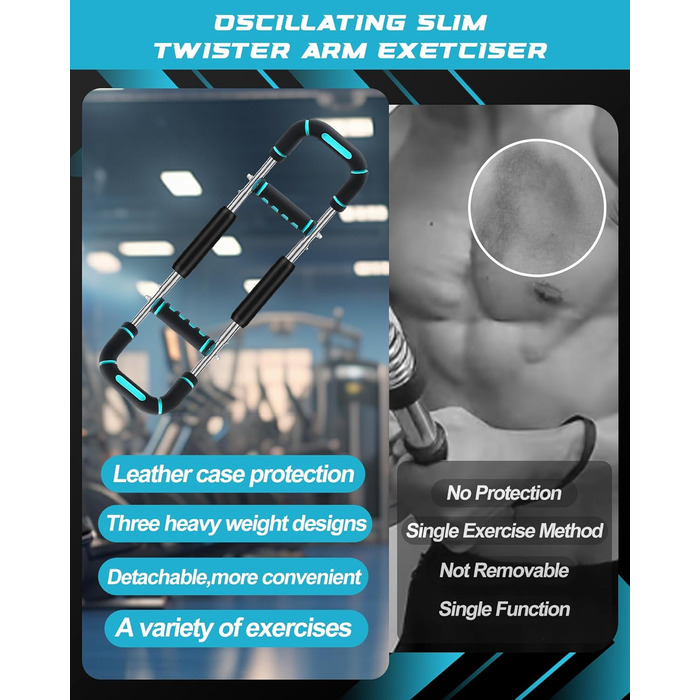 Тренування рук Twister з 6 рівнями (30-50 кг/30-150 lbs), портативний тренажер для грудних м'язів зі знімним дизайном - тренажер для грудей чоловіків для дому, офісу та подорожей, червоний 30-100 lbs, 4Spring (синій 40-100 lbs)