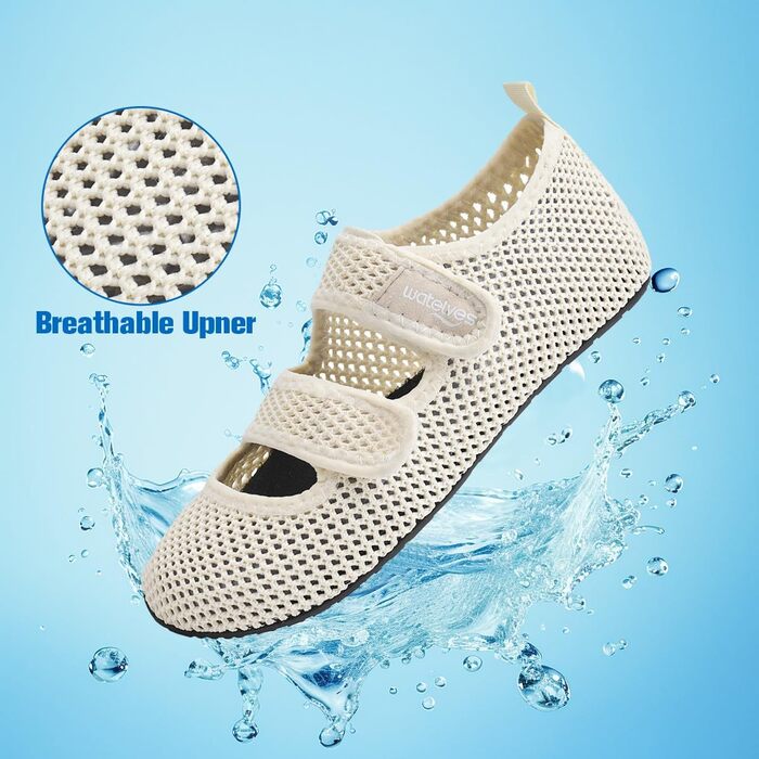 Водні шльопанці WateLves: чоловічі та жіночі, для плавання, пляжу та басейну. Швидка сушка, дихаючі, сітка, бежеві, 40/41 EU