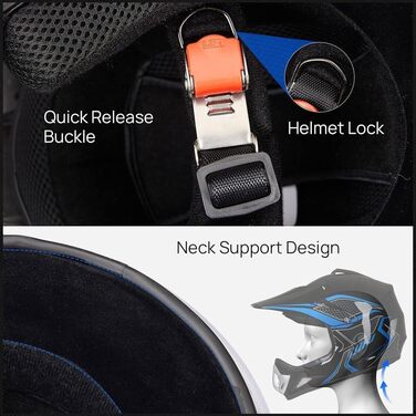 Мотошолом Racing Motocross з окулярами та рукавичками (4 шт.) - комплект для катання на мотоциклі, dirt bike, off-road, для дорослих та дітей, червоні лінії, L (56-57 см)