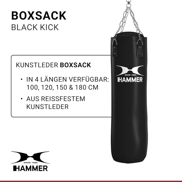 Боксерський мішок HAMMER BOXING Premium 120 см чорний для боксу та кікбоксингу