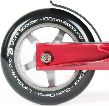 Трюковий самокат Land Surfer PRO X для дітей від 8 років і підлітків, 360° дека, 100 мм PU-колеса ABEC-9, для просунутих трюків, хромований червоний