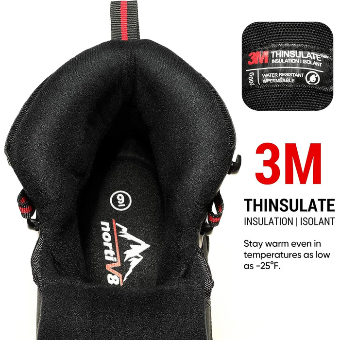 Чоловічі зимові чоботи NORTIV 8, чорні, водонепроникні, ізольовані, для активного відпочинку