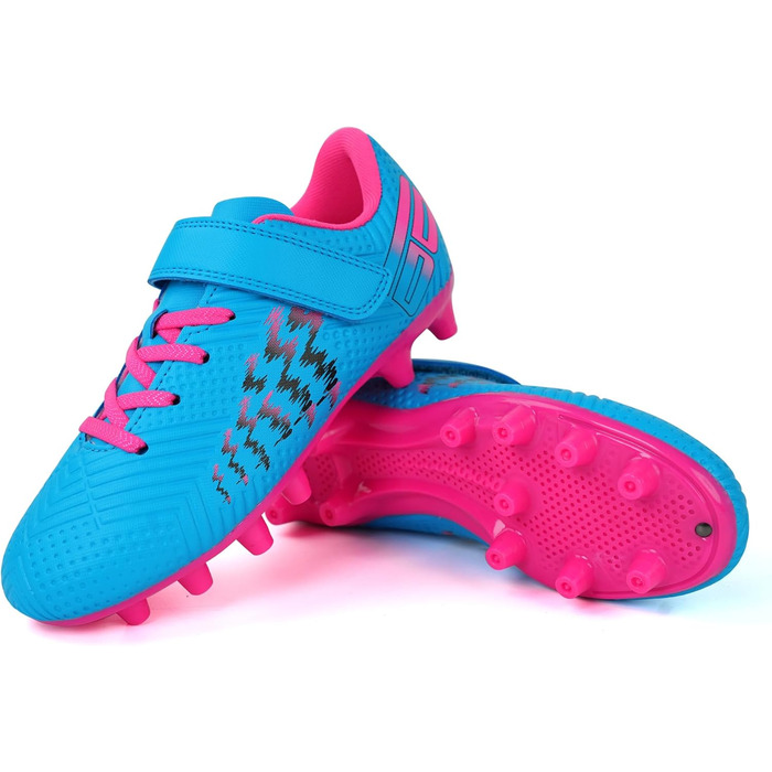 Дитячі футбольні бутси JABASIC для гри на твердих поверхнях, для хлопчиків та дівчаток (35 EU, блакитний/рожевий)