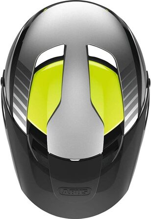 Велосипедний шолом ABUS MonTrailer Quin з датчиком аварій та SOS, унісекс, розмір L (58-61 см), жовтий/сріблястий
