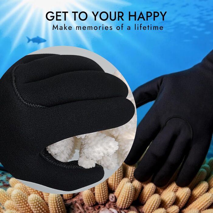 PAWHITS Неопренові рукавички 3 мм для плавання, дайвінгу, каякінгу та серфінгу - чоловічі та жіночі, з антиковзким покриттям (з регульованими ремінцями, розмір L)