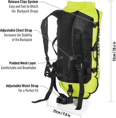 Плавальна буй Open Water Backpack 28 л з водонепроникним мішком та знімним підкладкою. Плавальний буй для дорослих, легкий, міцний та легко складається. Жовтий.