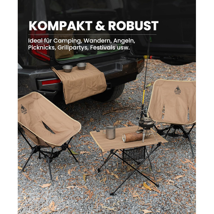OneTigris CAMPMATE Стіл для кемпінгу складний, легкий, на 30 кг, Ranger Green (Kojote Brown)