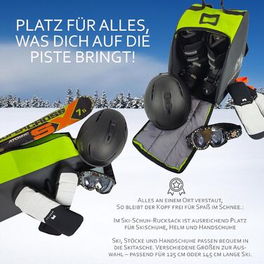 Набір дитячих лиж BambiniWelt 125 см: лижі, чохол для лиж та черевиків, рюкзак для лиж, чорний/рожевий