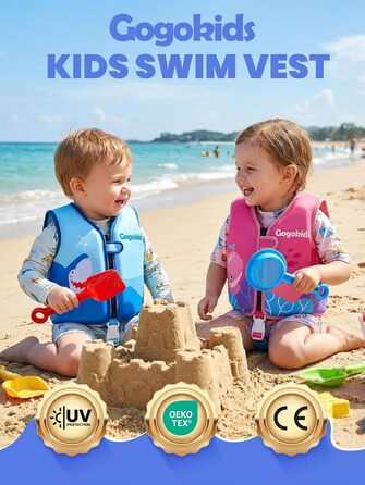 Дитячий жилет для плавання Gogokids 15-30 кг, для навчання плаванню, рожево-червоний, 5-8 років